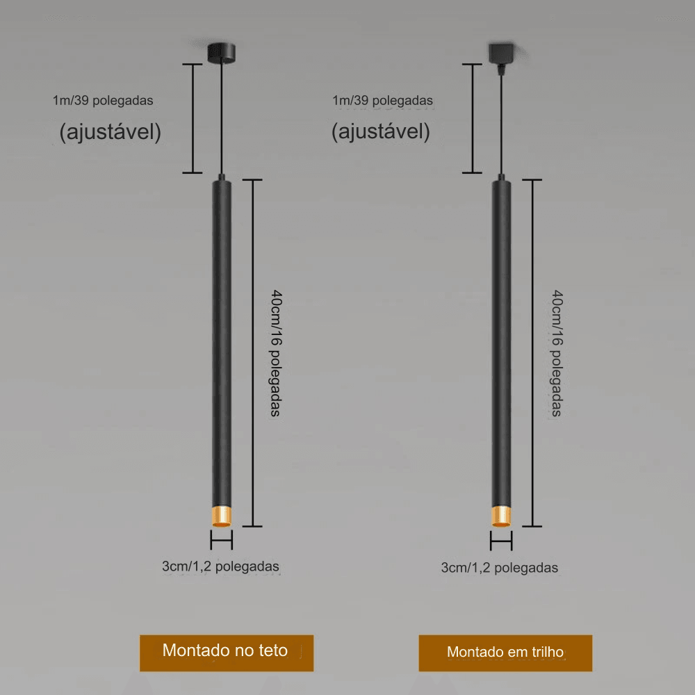Pendente Moderno Tubo Longo Para Cozinha - Oftaluz