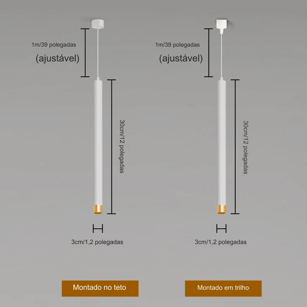 Pendente Moderno Tubo Longo Para Cozinha - Oftaluz