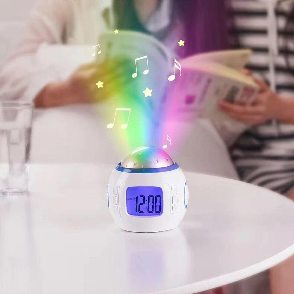 Luminária Infantil Divertida com Projetor Estrelado e Despertador - Oftaluz