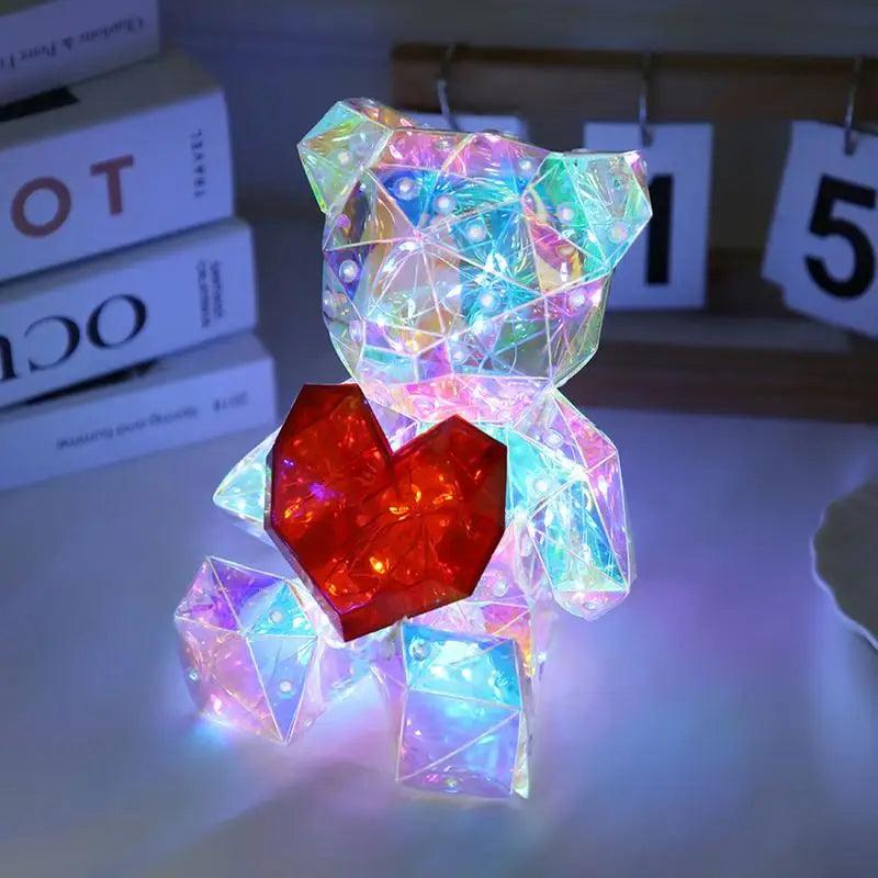 Luminária LED 3D Urso Brilhante: Lâmpada Projetora USB - Oftaluz