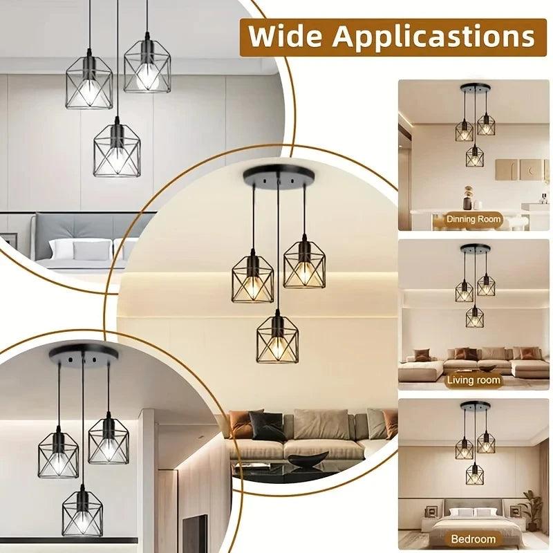 Pendentes Diamante Aramado Preto Cabo Regulável 2m - Oftaluz