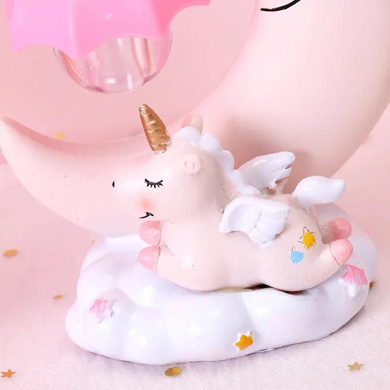 Luz Noturna LED Lua Unicórnio de Resina - Decoração para Quarto Infantil - Oftaluz