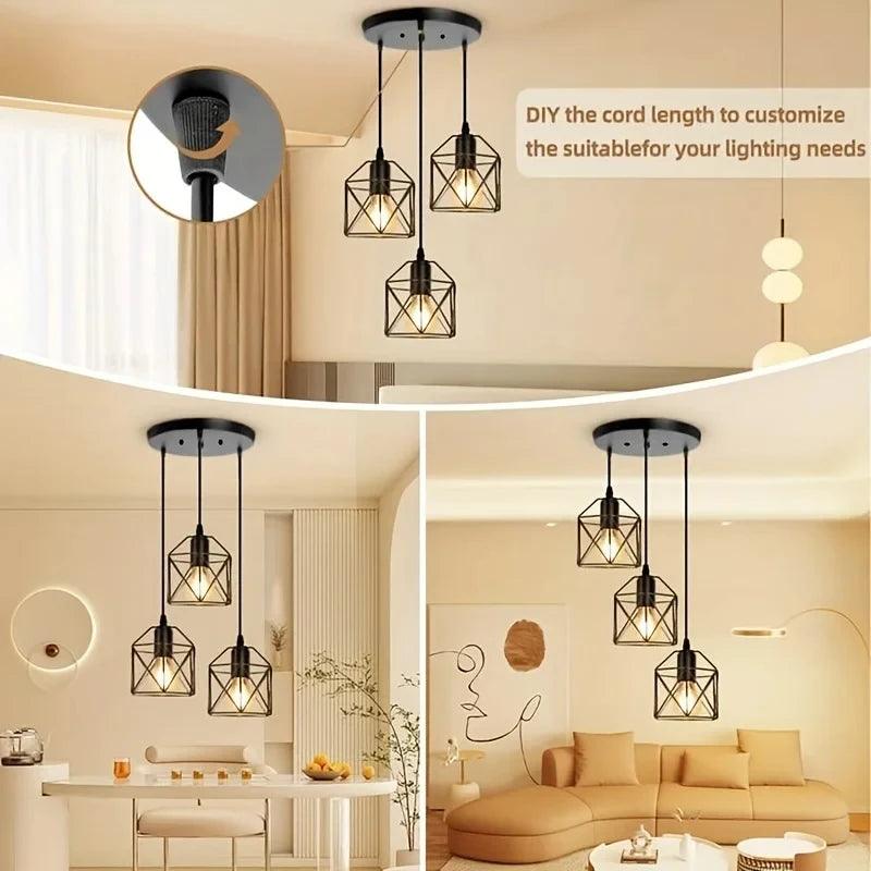 Pendentes Diamante Aramado Preto Cabo Regulável 2m - Oftaluz