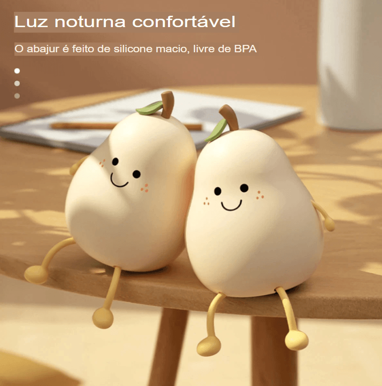 LED Fruta Fofa - Recarga USB | Lâmpada de Silicone para Quarto Infantil - Oftaluz