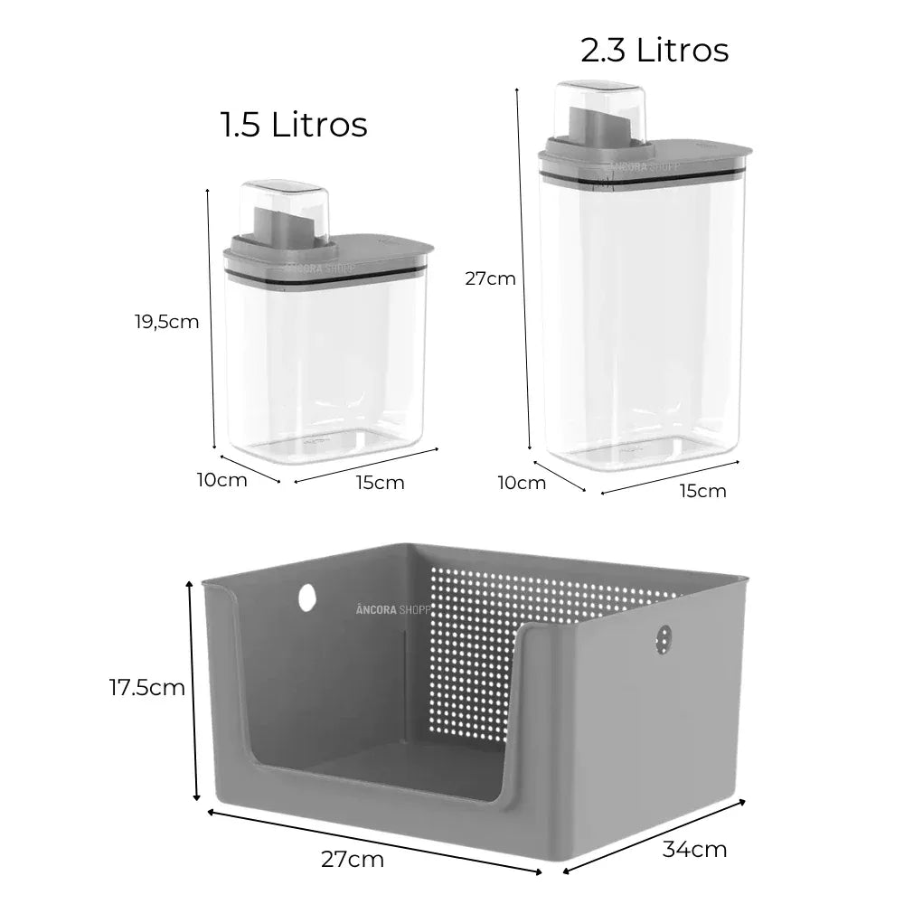 Kit Organizador para Lavanderia 3 Peças – Praticidade e Estilo