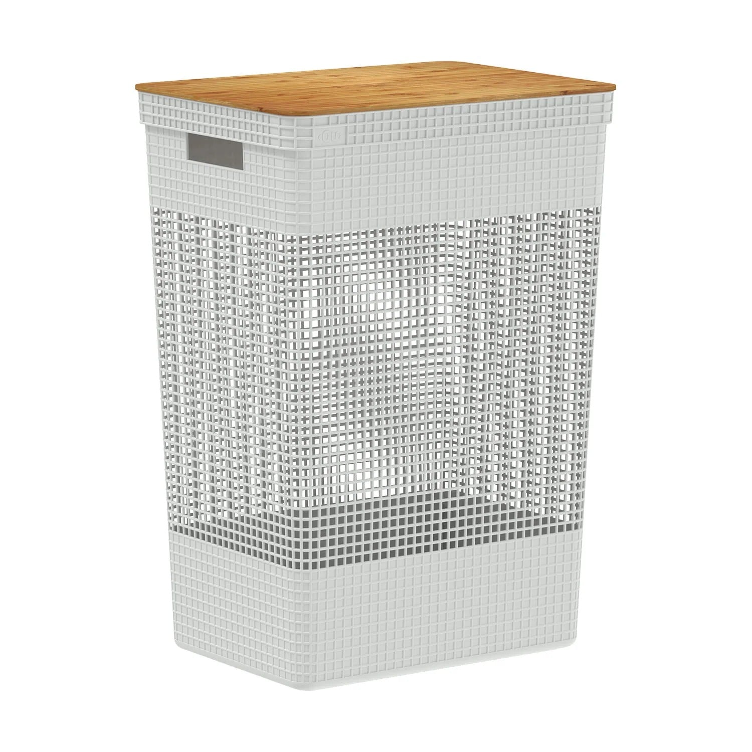 Cesto Roupa Suja 49L com Tampa de Bambu – Organização com Design Natural