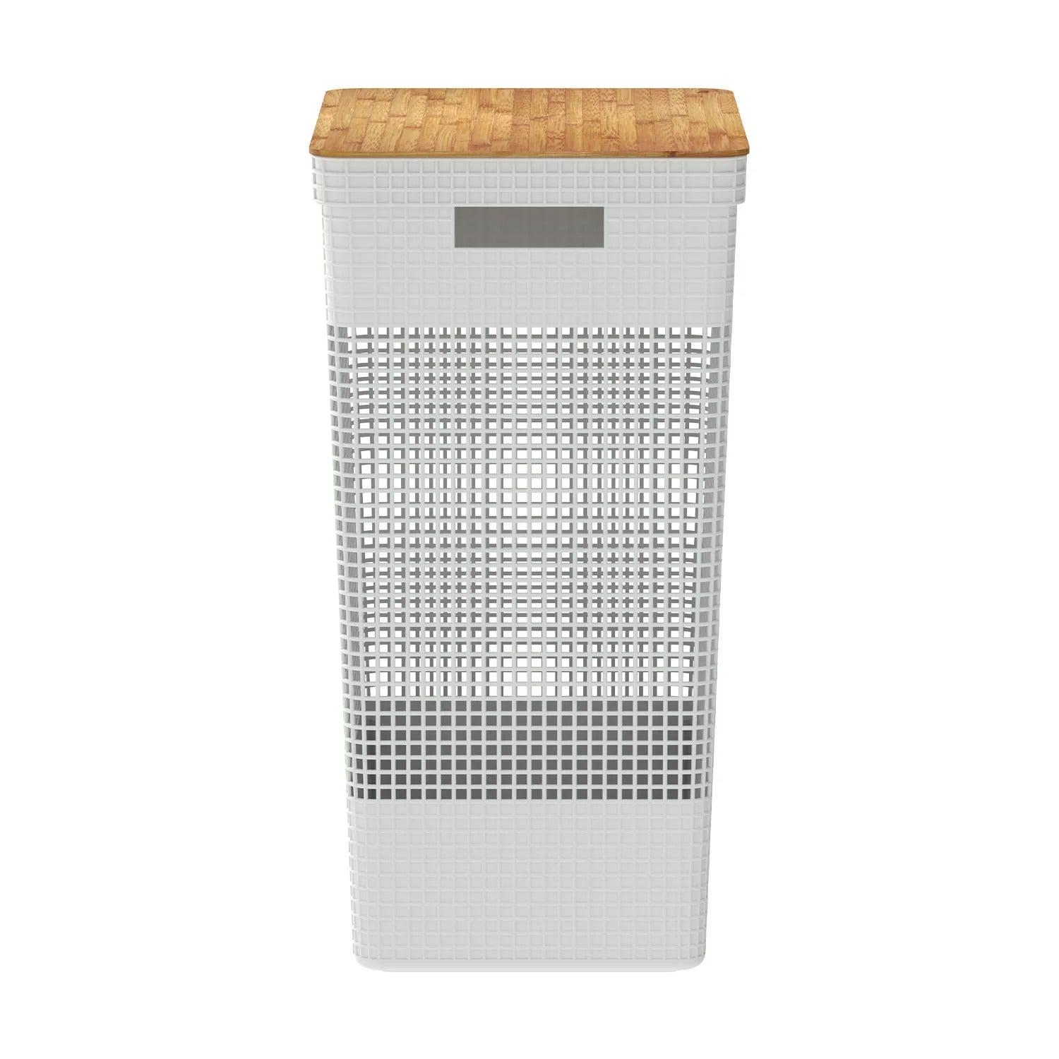 Cesto Roupa Suja 49L com Tampa de Bambu – Organização com Design Natural