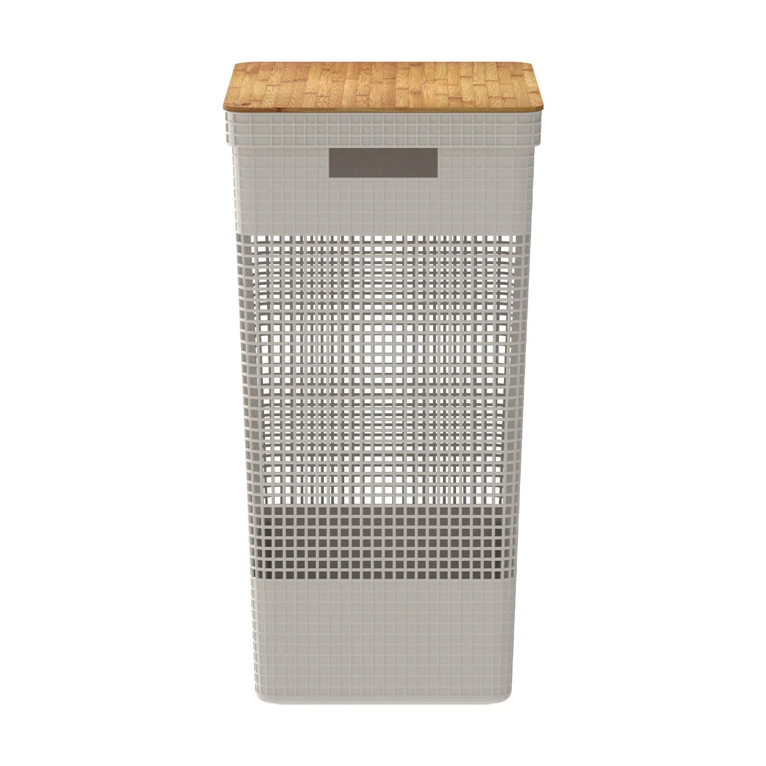 Cesto Roupa Suja 49L com Tampa de Bambu – Organização com Design Natural