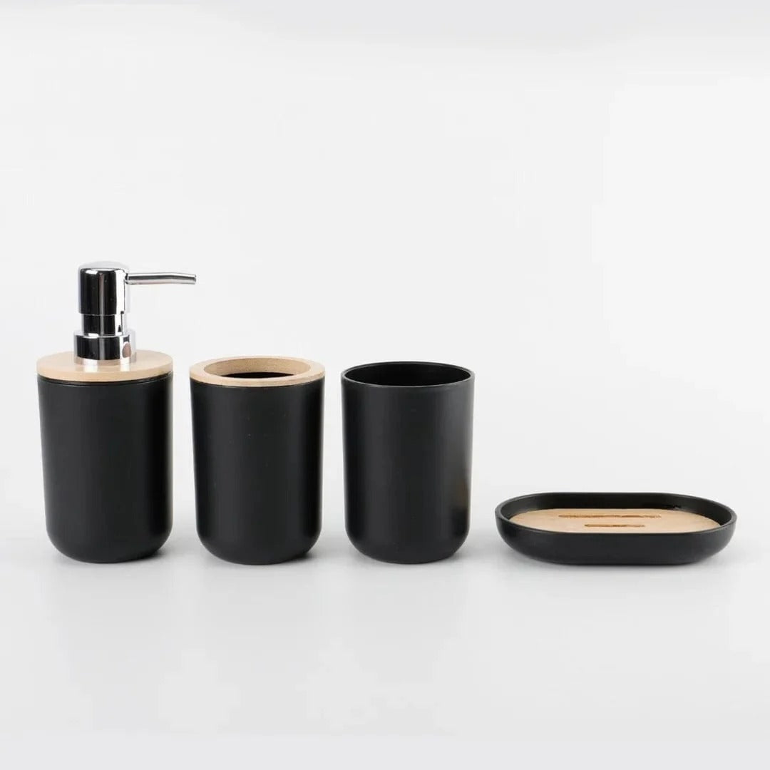 Conjunto para Banheiro Essence – 4 Peças em Bambu e Plástico