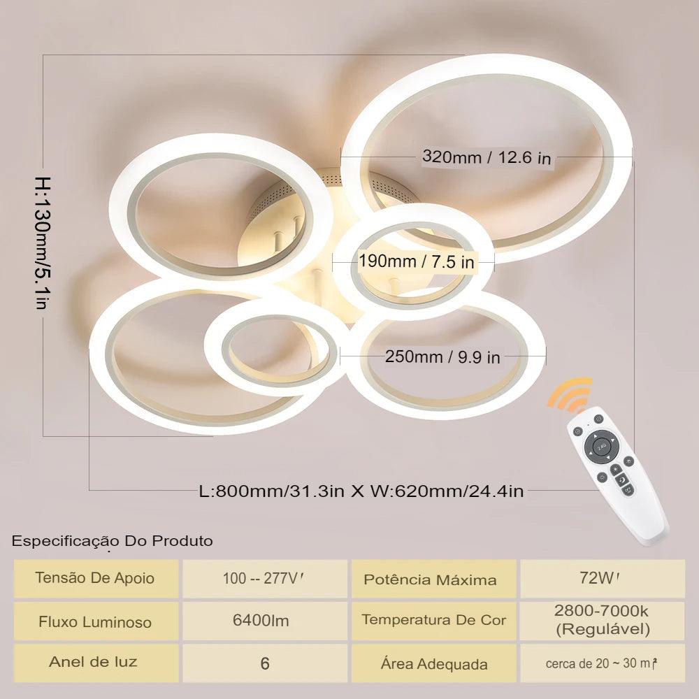 Luminária De Teto Led Controle Inteligente OUQI - Oftaluz