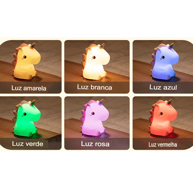 Luminária LED RGB de Unicórnio | Recarregável por USB - Oftaluz