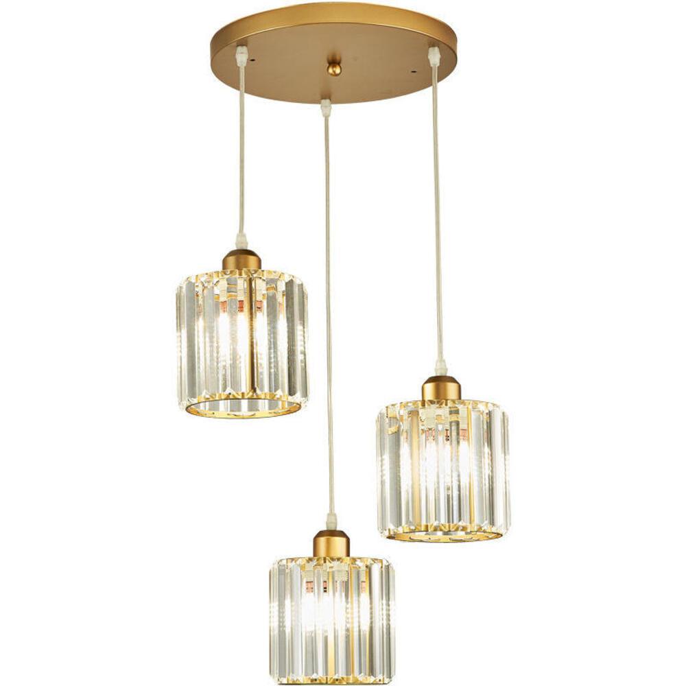 Luminária Pendente Redonda de Cristal | 3 Luzes |  Voltage 110-220V - Oftaluz