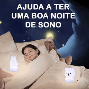 Luminária de Coelhinho e Ursinho de Silicone Macio para Decoração de Quarto - Oftaluz