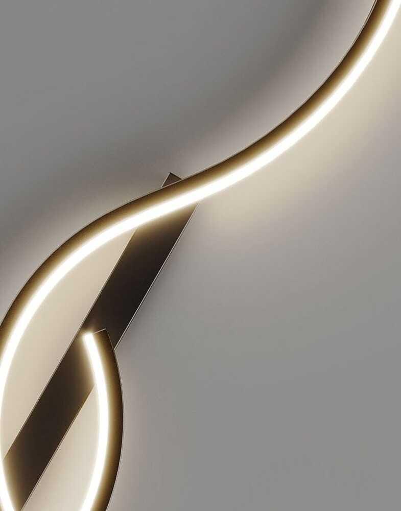Luminária Arandela Preta Design Onda Dupla - Oftaluz