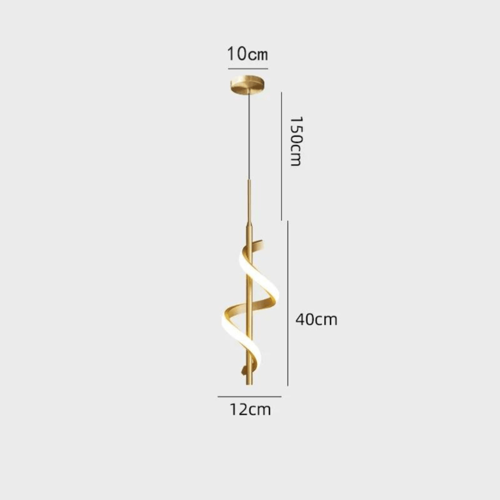 Lustre Pendente Espiral Dourado LED - Oftaluz
