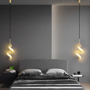 Lustre Pendente Espiral Dourado LED - Oftaluz