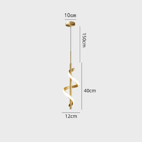 Lustre Pendente Espiral Dourado LED - Oftaluz