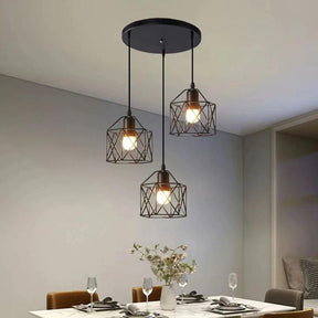 Pendentes Diamante Aramado Preto Cabo Regulável 2m - Oftaluz