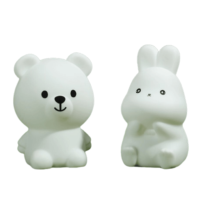 Luminária de Coelhinho e Ursinho de Silicone Macio para Decoração de Quarto - Oftaluz
