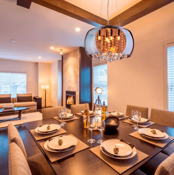 Lustre Cristal Âmbar 4 Lâmpadas LED G9 Bivolt