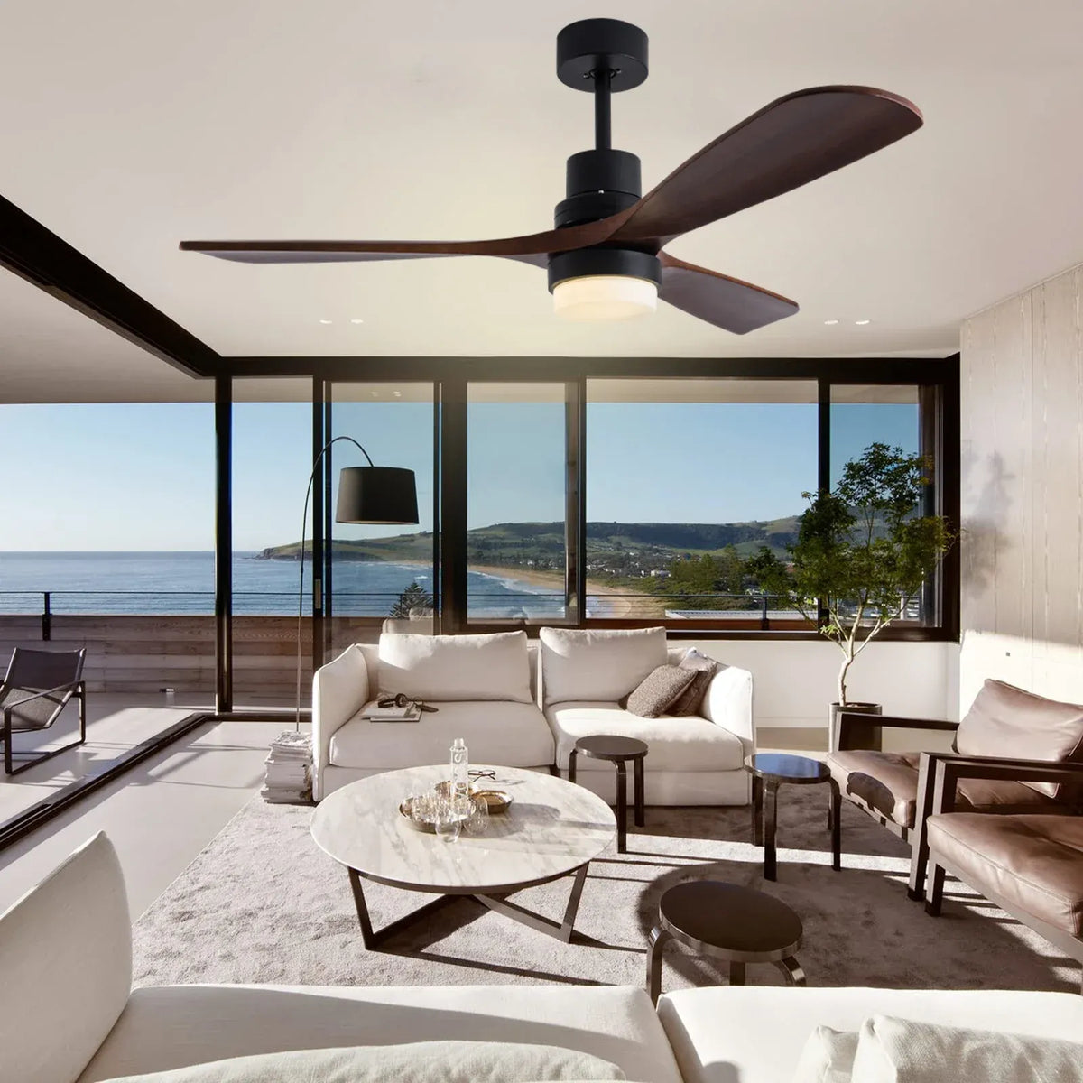 Ventilador de Teto Moderno Estilo Nórdico com Controle Remoto e iluminação