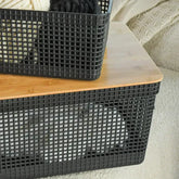 Cesto Organizador 20L com Tampa de Bambu – Estilo e Praticidade