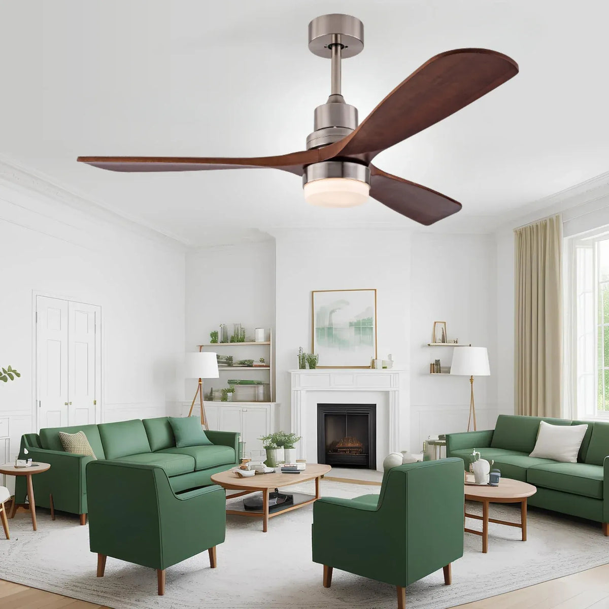 Ventilador de Teto Moderno Estilo Nórdico com Controle Remoto e iluminação