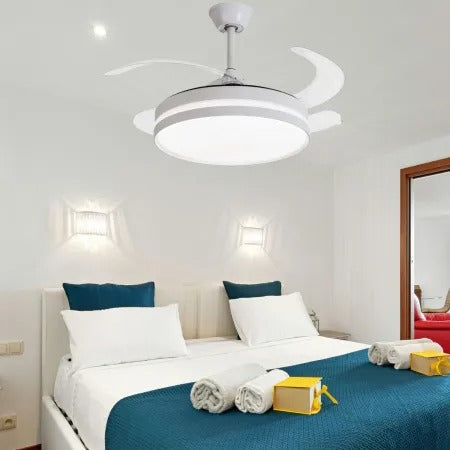 Ventilador Teto Retrátil LED 2700 Lumens c/ Controle – Design Cristal e Alta Eficiência