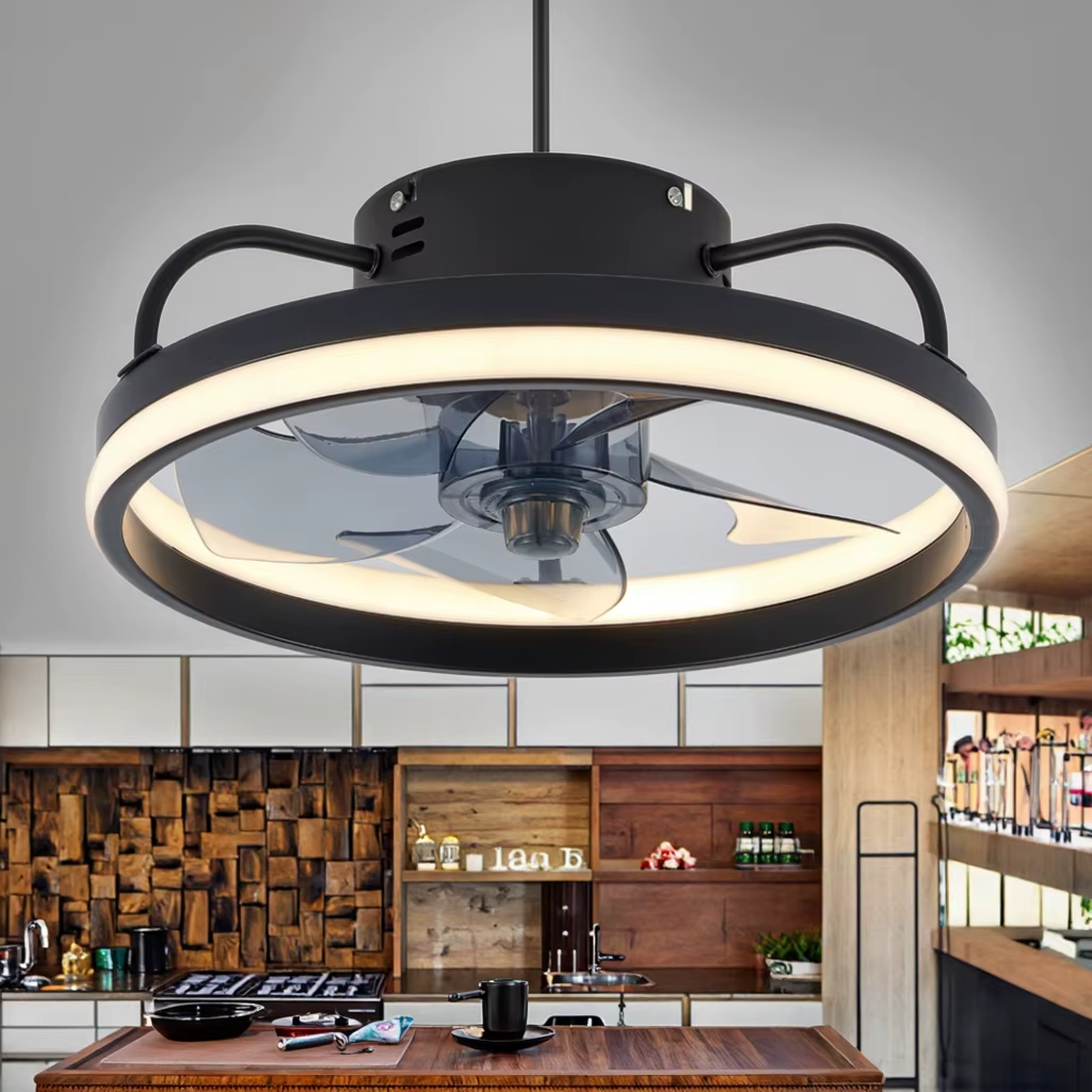 Ventilador Teto Portátil LED 55W c/ Controle Bivolt (110V / 220V) – Instalação Rápida e Design Moderno