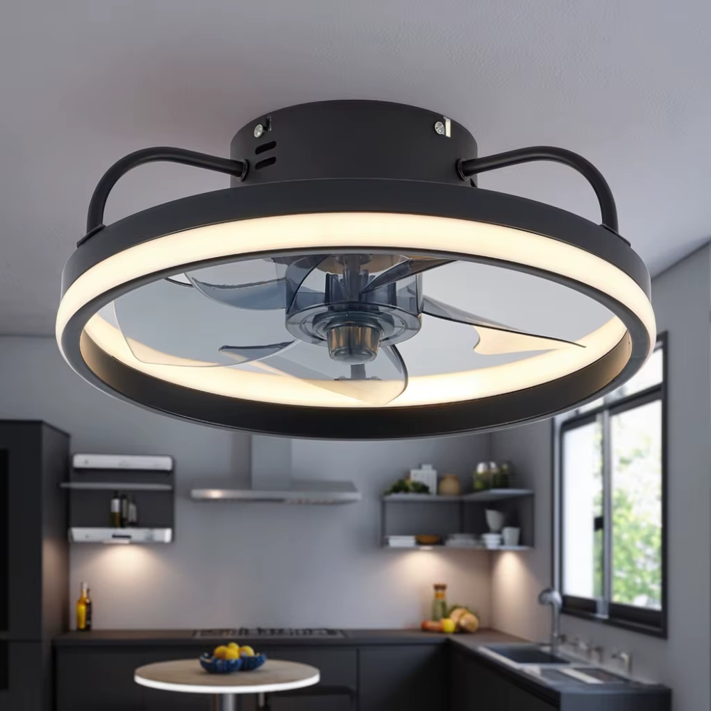 Ventilador Teto Portátil LED 55W c/ Controle Bivolt (110V / 220V) – Instalação Rápida e Design Moderno