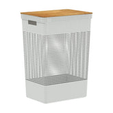 Cesto Roupa Suja 49L com Tampa de Bambu – Organização com Design Natural
