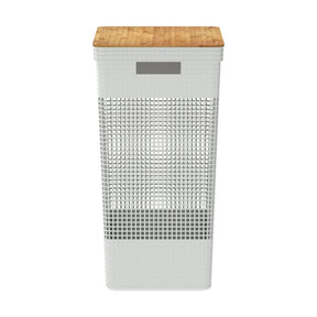 Cesto Roupa Suja 49L com Tampa de Bambu – Organização com Design Natural