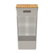 Cesto Roupa Suja 49L com Tampa de Bambu – Organização com Design Natural
