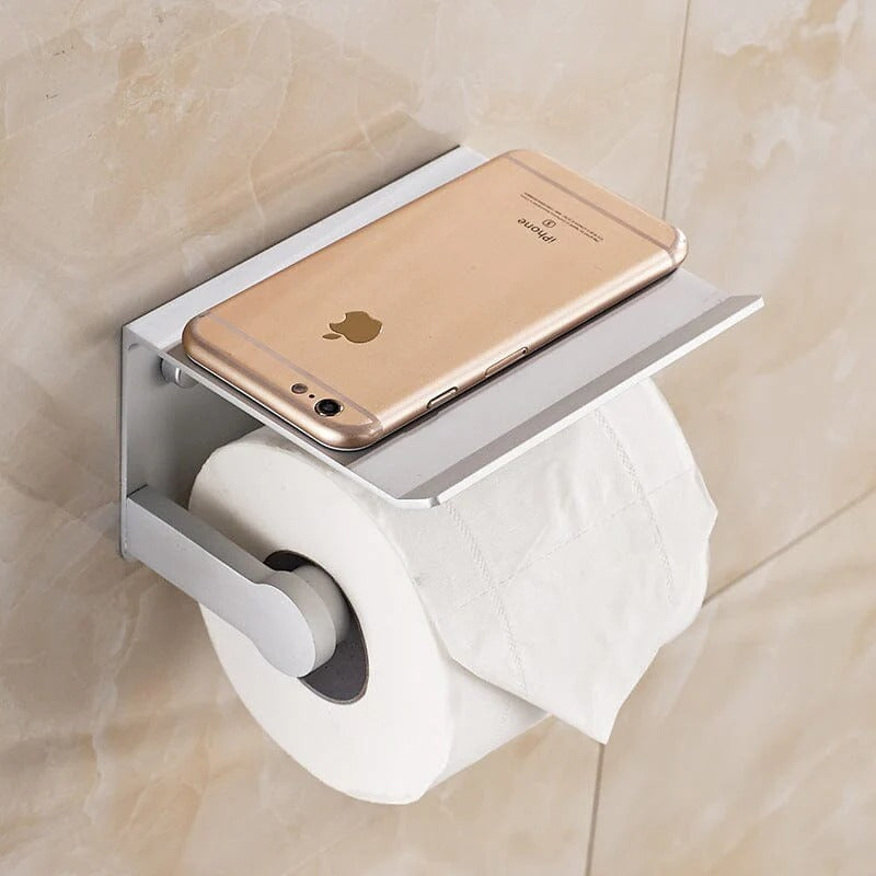 Porta Papel Higiênico de Parede – Multifuncional com Suporte para Celular, Instalação sem Furo