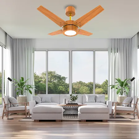 Ventilador de Teto Infinity Linea LED 3000K Dourado Freijó 4 Pás 220 V 1062 + Controle Remoto