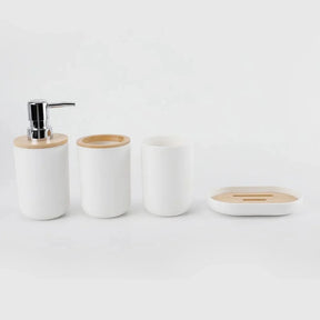 Conjunto para Banheiro Essence – 4 Peças em Bambu e Plástico