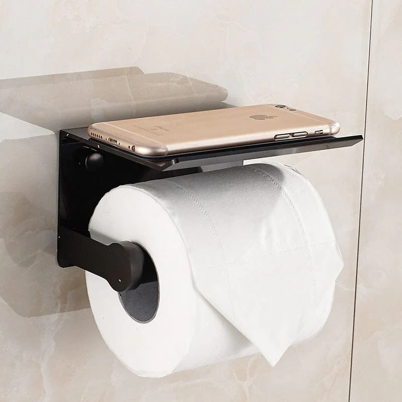 Porta Papel Higiênico de Parede – Multifuncional com Suporte para Celular, Instalação sem Furo
