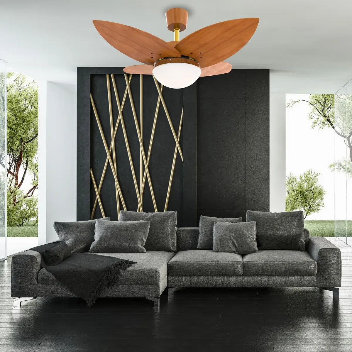 Ventilador de Teto Chocolate 3 Pás Freijó 110-220V c/ Lustre