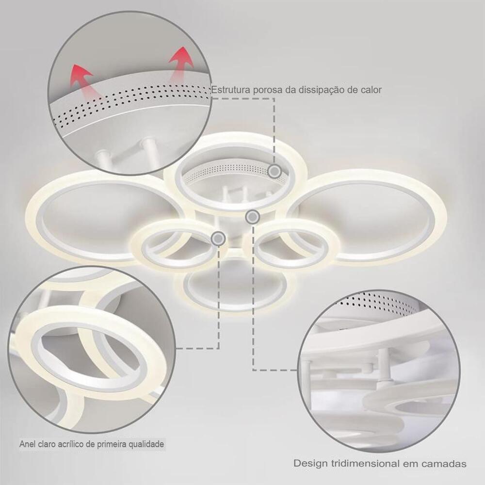 Luminária De Teto Led Controle Inteligente OUQI - Oftaluz