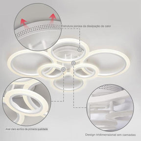 Luminária De Teto Led Controle Inteligente OUQI - Oftaluz
