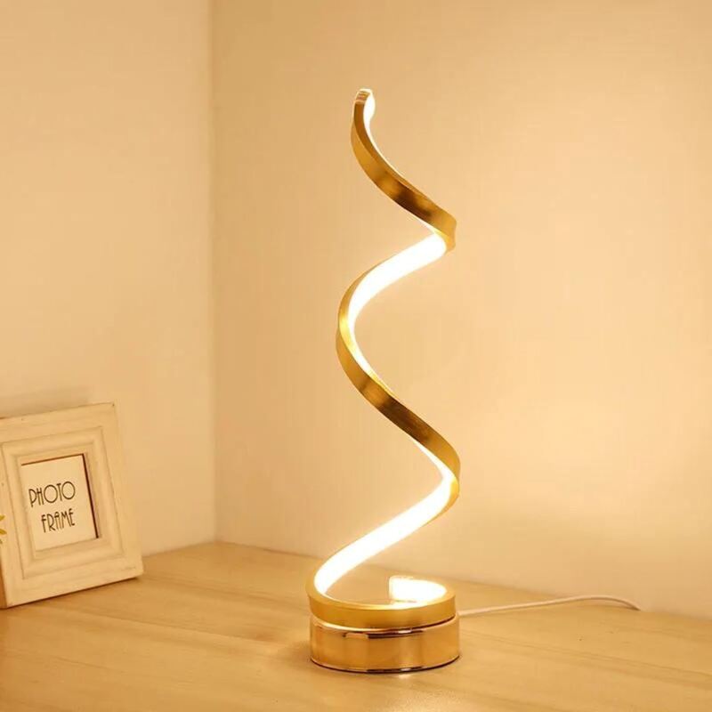 Luminária De Mesa Led - Gaia Espiral Dourada